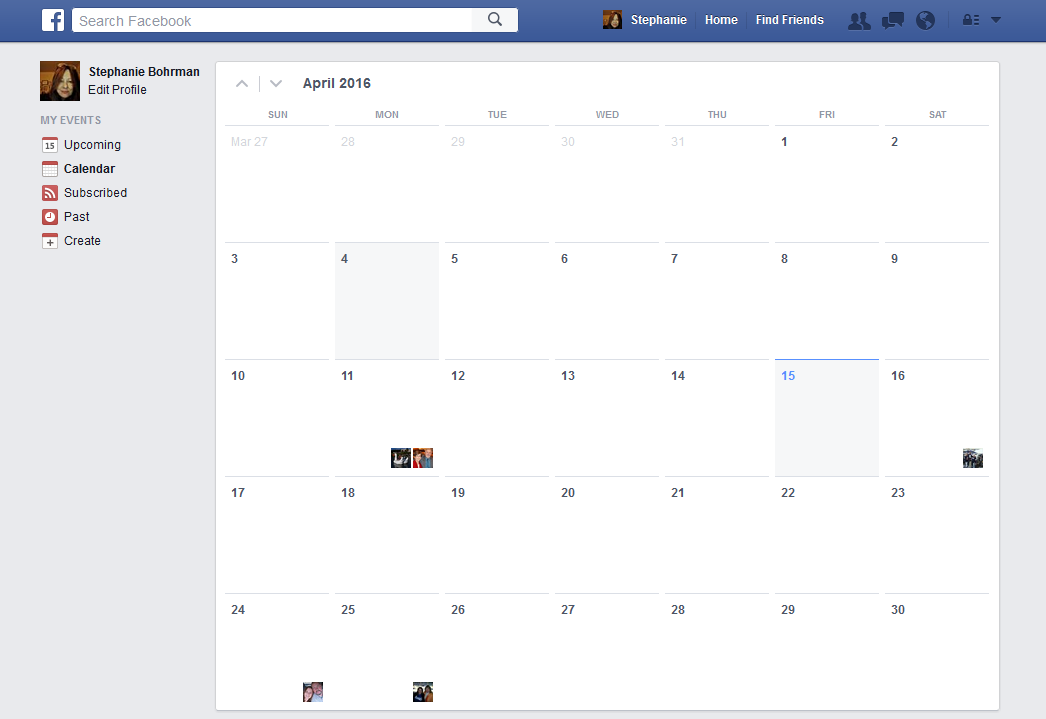 Facebook Events Calendar