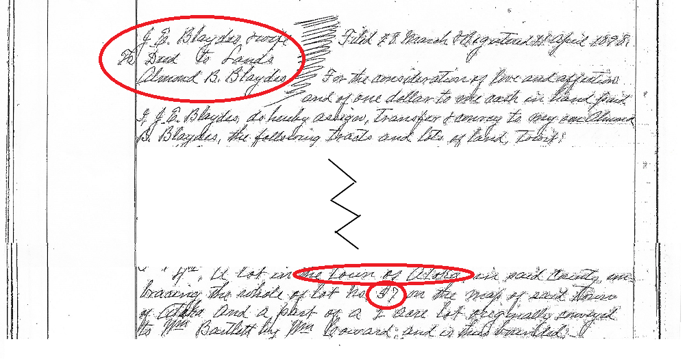 Who Owned Our Home - Deed - J.E. Blaydes to A.B.Blaydes