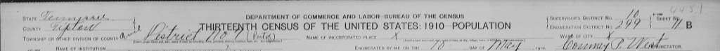 1910 Census Heading - Our Home