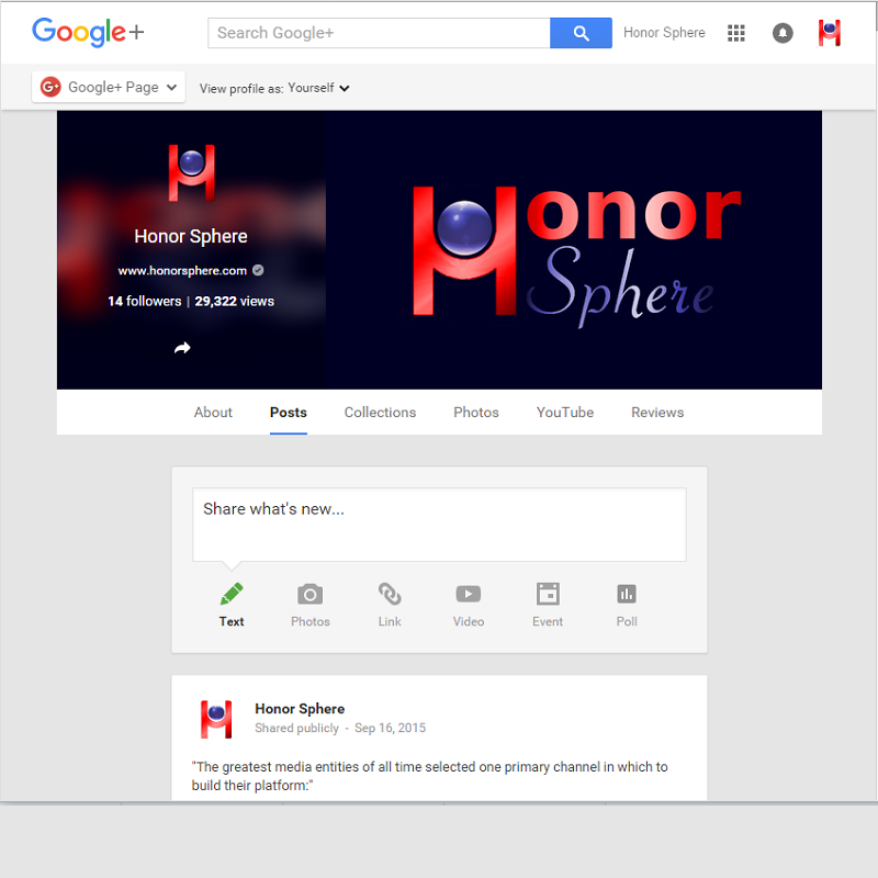 Honor Sphere Google Business Account