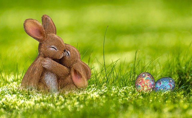Easter bunnies and egg